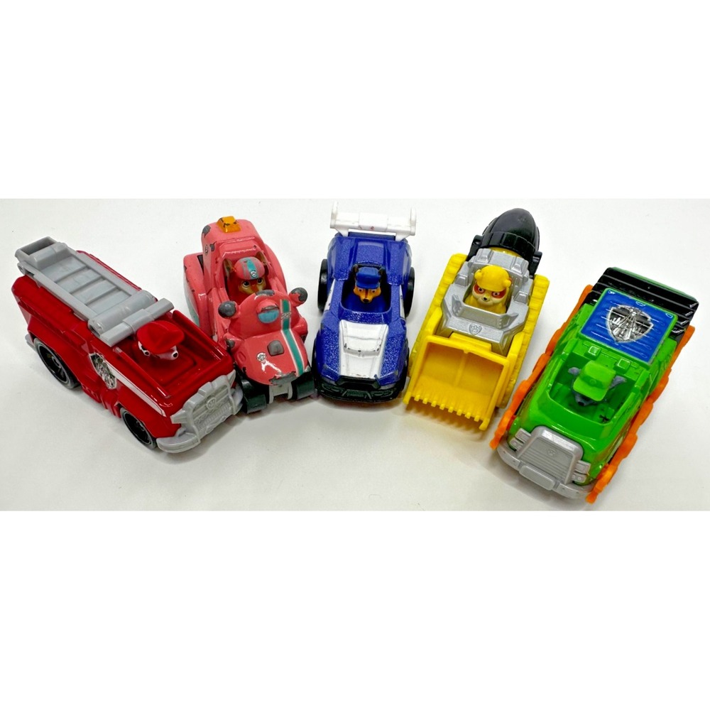Paw Patrol Metal Plastic Vehicles Mighty Pups 5 Pc Set
